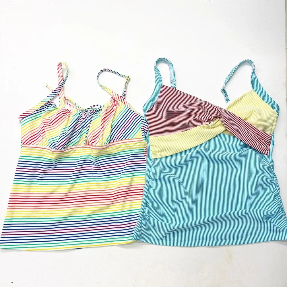 Lands' End Women's Multicolor Striped One-Piece Tankini Tops